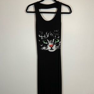 Maxi tank dress size S/M Cat graphic Black